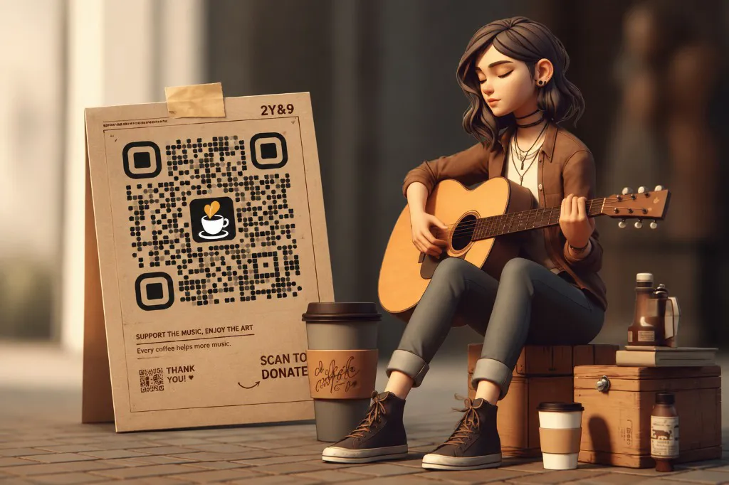 نوازنده گیتار و QR حمایت